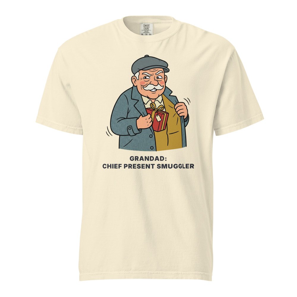 Grandad: chief present smuggler. Heavyweight Tee in Ivory