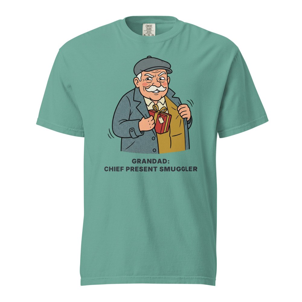 Grandad: chief present smuggler. Heavyweight Tee in Seafoam