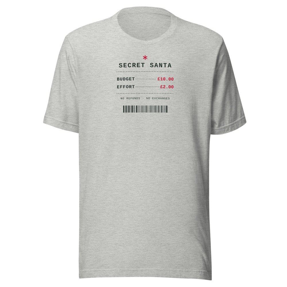 Secret Santa: budget £10, effort £2. Classic Tee in Athletic Heather