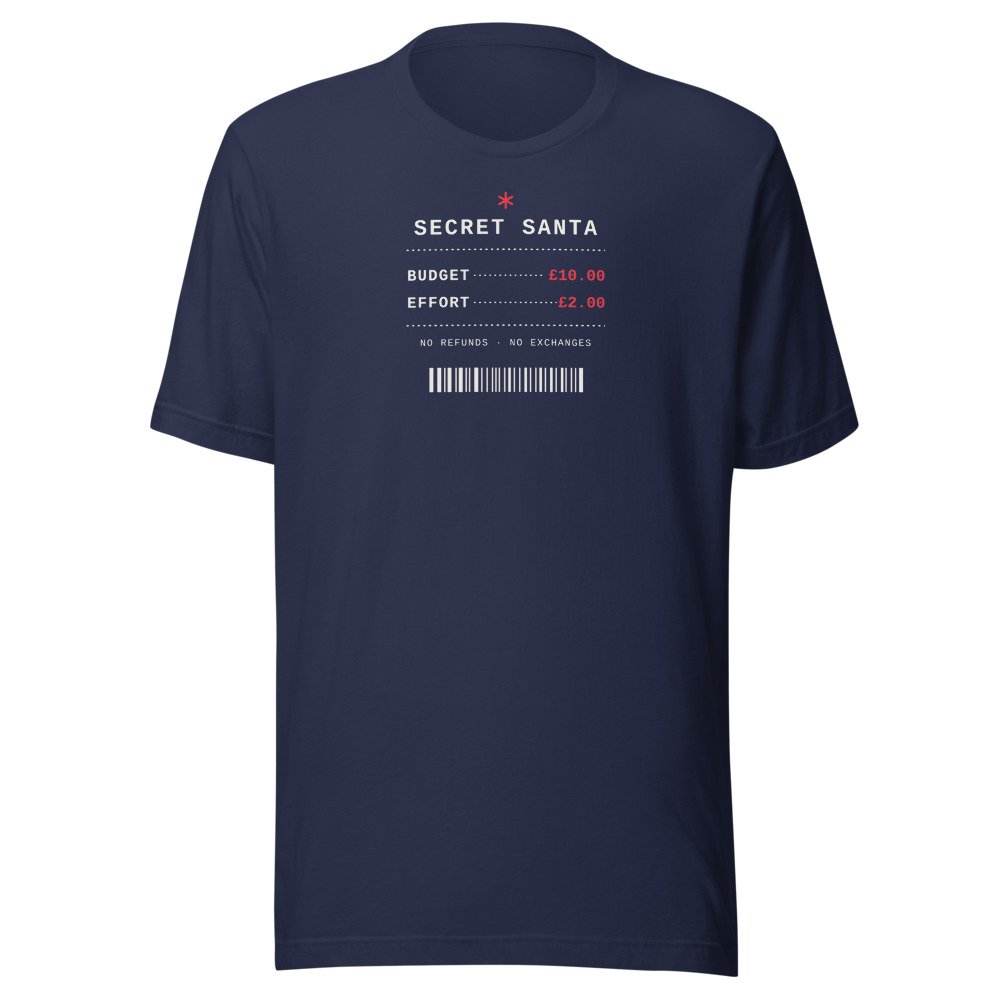 Secret Santa: budget £10, effort £2. Classic Tee in Navy