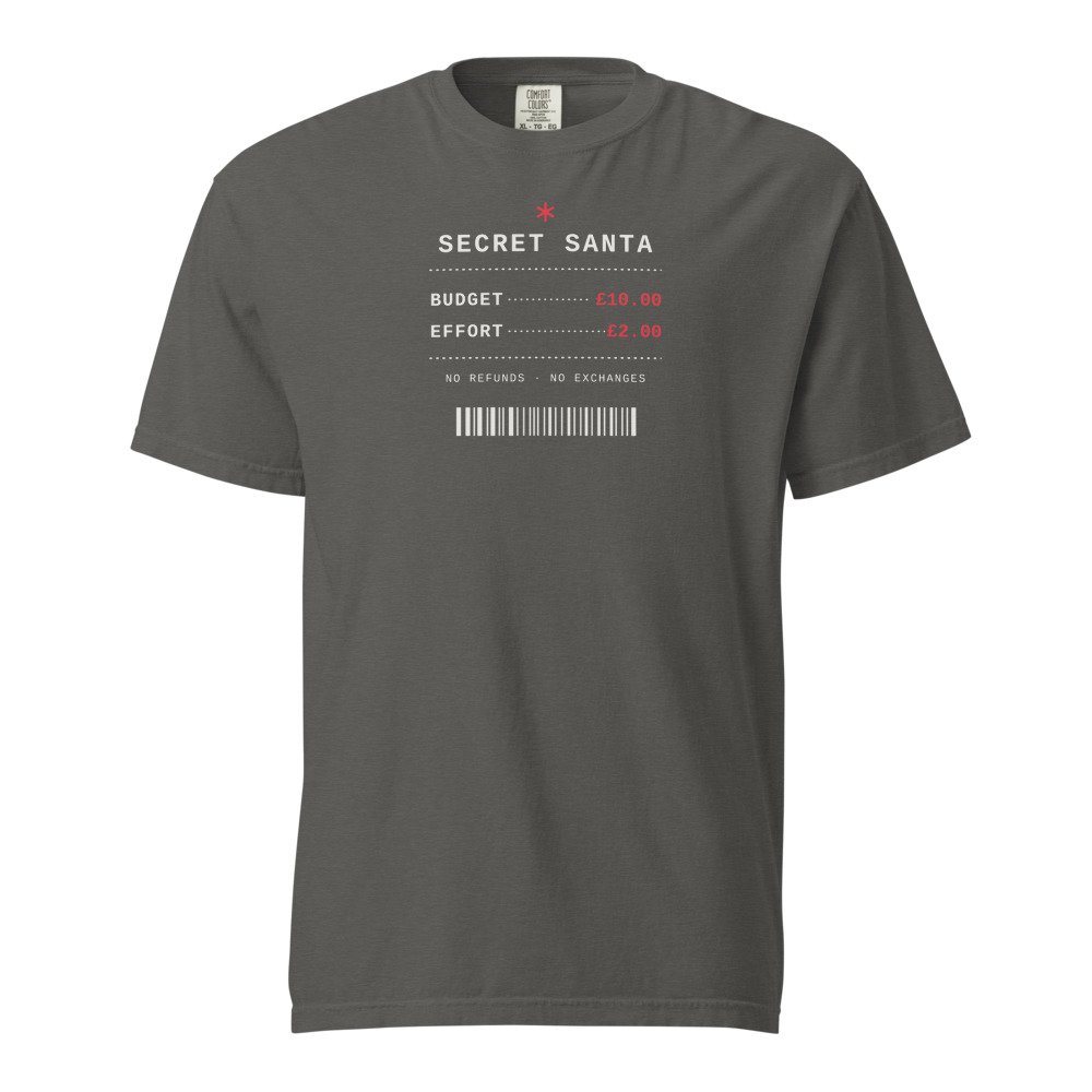 Secret Santa: budget £10, effort £2. Heavyweight Tee in Pepper