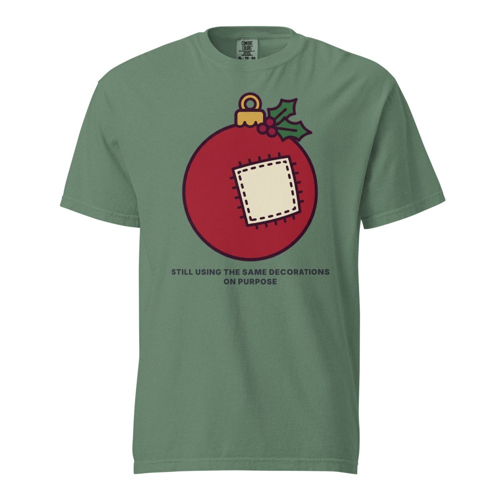 Still using the same decorations. On purpose. Heavyweight Tee in Light Green