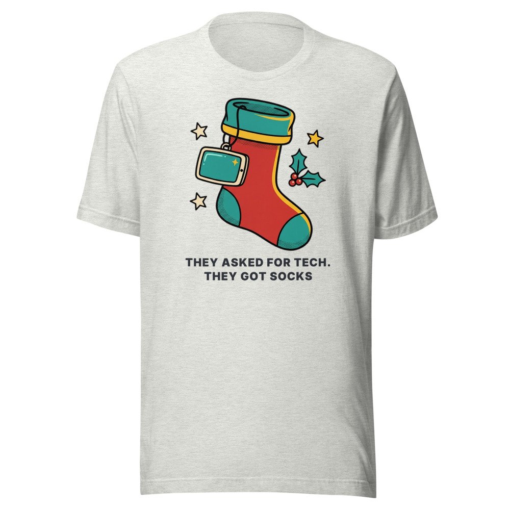 They asked for tech. They got socks. Classic Tee in Ash