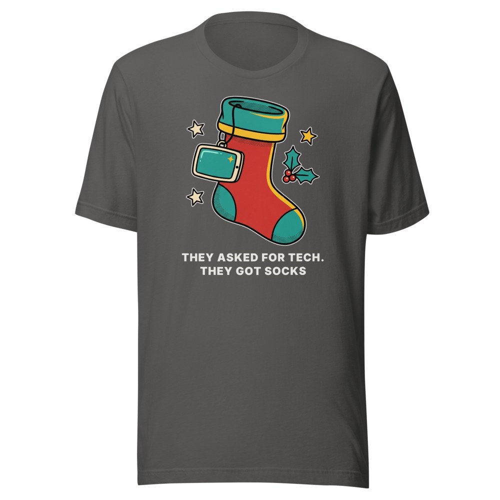 They asked for tech. They got socks. Classic Tee in Asphalt