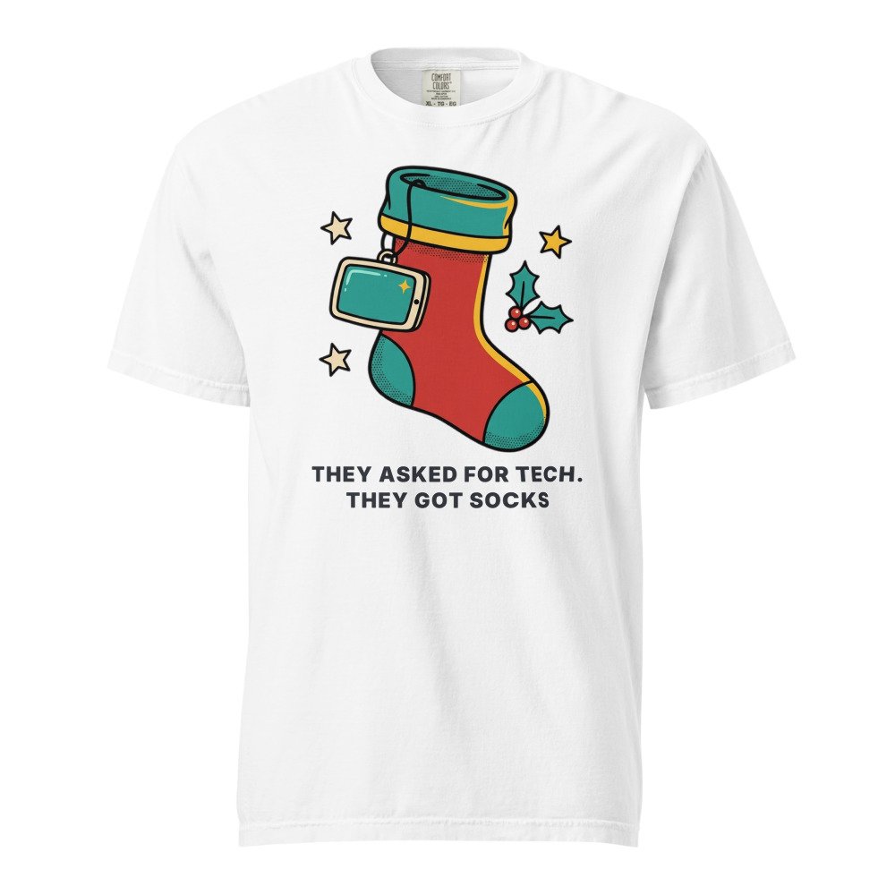 They asked for tech. They got socks. Heavyweight Tee in White